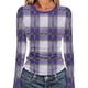 thumbnail image 2 of RKSTN Crewneck Shirts for Women Oversized Plaid Print Slim Ribbed Knitted Long Sleeve T Shirts Top Womens Casual Plus Size Round Neck Checkered Printed Stretch Loose Comfy Tee Fall Spring Clothes, 2 of 8