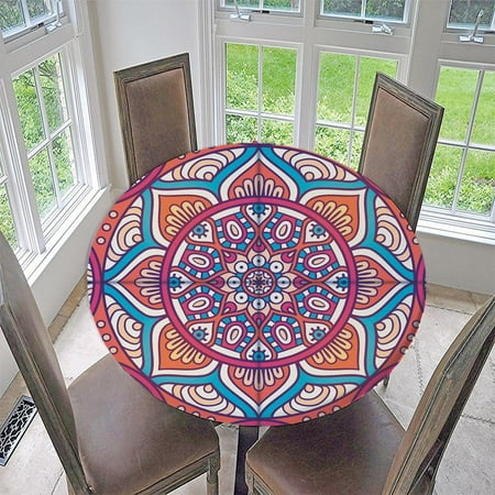 

Home One Fitted Elastic Edged Flannel Backed Table Cover Round