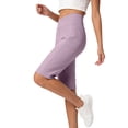 thumbnail image 5 of Women's Bermuda Shorts Knee Length Cross High Waisted Stretchy Shorts with Pockets Athletic Casual Summer Purple L, 5 of 7