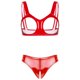 thumbnail image 3 of Conjunto de 2 piezas de lencería sexy de charol con aspecto mojado para mujer, sujetador con copas abiertas y entrepierna abierta, bragas de corte alto, 3 of 5