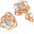 thumbnail image 1 of Flower Stud Earrings for Women, Tiny Cubic Zirconia Studs Earrings Hypoallergenic Earrings(White/Yellow/Rose Gold), 1 of 4