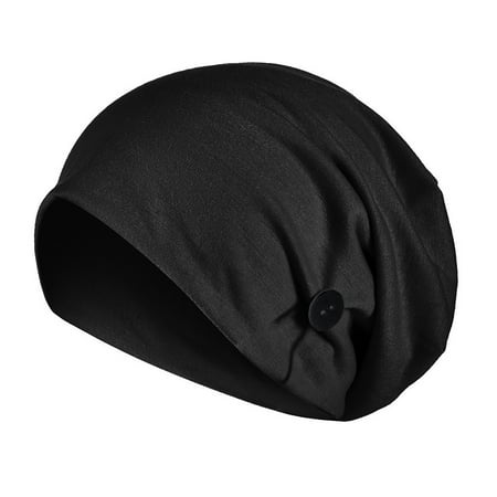 

Dadaria Turbans for Women Detachable Button Women Ruched Solid Cap Hat Beanie Wrap Scarf Cap Black Women