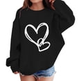 thumbnail image 3 of GiLiling Girls Preppy Heart Sweatshirt, Cute Oversized Pullover, Kids Valentine's Day Graphic Crewneck Athletic Sweater with Pocket (Black, 13-14 Years), 3 of 7