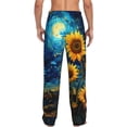 thumbnail image 3 of Uemuo Vintage Starry Sky Sunflower Pattern Men's Wide Leg Palazzo Lounge Pants with Pockets Light Weight Loose Comfy Casual Pajama Pants-X-Large, 3 of 9