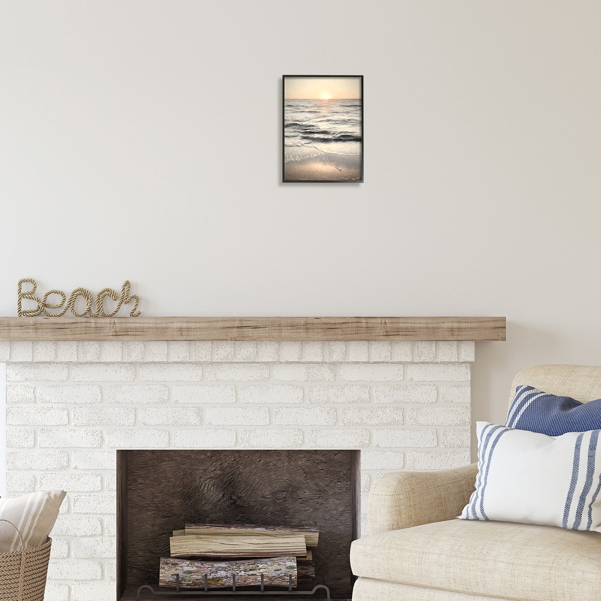 Stupell Industries Silver & Gold Sunset Photography Coastal Photography Black Framed Art Print Wall Art