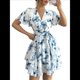 thumbnail image 1 of Vestidos de Verano para Mujer, con Estampado Floral, Escote en V y Volantes, Estilo Informal de , Vestido Fluido y Cruzado para Azul XL, 1 of 8