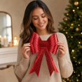 thumbnail image 5 of Fmbmuo Glitter Ribbon Christmas Bows Red with Twist Ties Xmas Trees Decor Premade Metallic Xmas Bows for Tree Garland Wreath Gift Decorations, 5 of 5