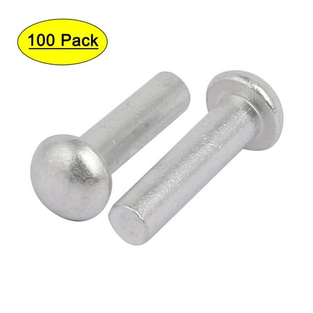 

100pcs M5 x 20mm Aluminum Half Round Head Solid Rivet Fastener Silver Tone