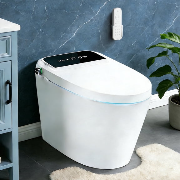 WANSID Smart Toilet With Tankless Bidet Wash, Auto-open Lid/seat, 1.28 Gallons Auto Dual Flush, Heat Seat, Warm Wash/dryer, Soft Closing, Remote Control