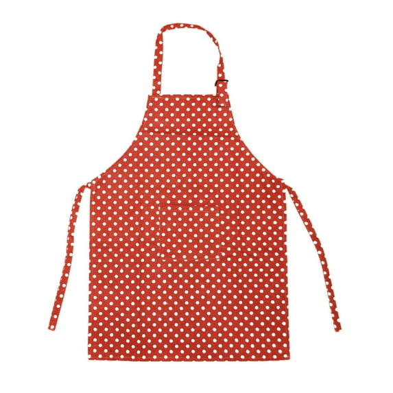 Opromo Cotton Canvas Kids Aprons with Pocket, Medium Bib, 3-5 Years Old-Red Dot-24 Pcs