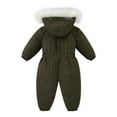 thumbnail image 4 of lnmuld Kids One-piece Solid Color Boys Winter Thermal Romper Jumpsuit Insulated Baby Snowsuit Warm Padded Coverall for Toddler Kids Outdoor Play Size:2-3 Years, 4 of 5
