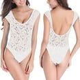 thumbnail image 2 of UTSJKR Women One Piece Swimsuit Sexy Scoop Neck Slimming Beachwear Fashion Floral Lace Modest Cap Sleeve Swimwear 2025 White XL, 2 of 4
