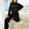 thumbnail image 4 of UYISJ Women Mockneck Coats Tracksuit Long Sleeve Sweatshirts Jogger Pant 2 Piece Outfits Full Zipper Solid Color Sets XL, 4 of 4