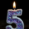 thumbnail image 4 of Birthday Candle Number Purple Glitter Cartoon Creative Party Cake Topper Decoration, Vibrant Numeric Candle for Celebration, Glittering Cake Decor Supplies, 4 of 6