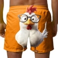 thumbnail image 4 of BRGZLK Mens Beach Shorts Summer Drawstring Waist Funny Glasses Rooster Expression Print Summer Swim Trunks Novelty Beachwear Sports Vacation Shorts with Pockets, 4 of 6