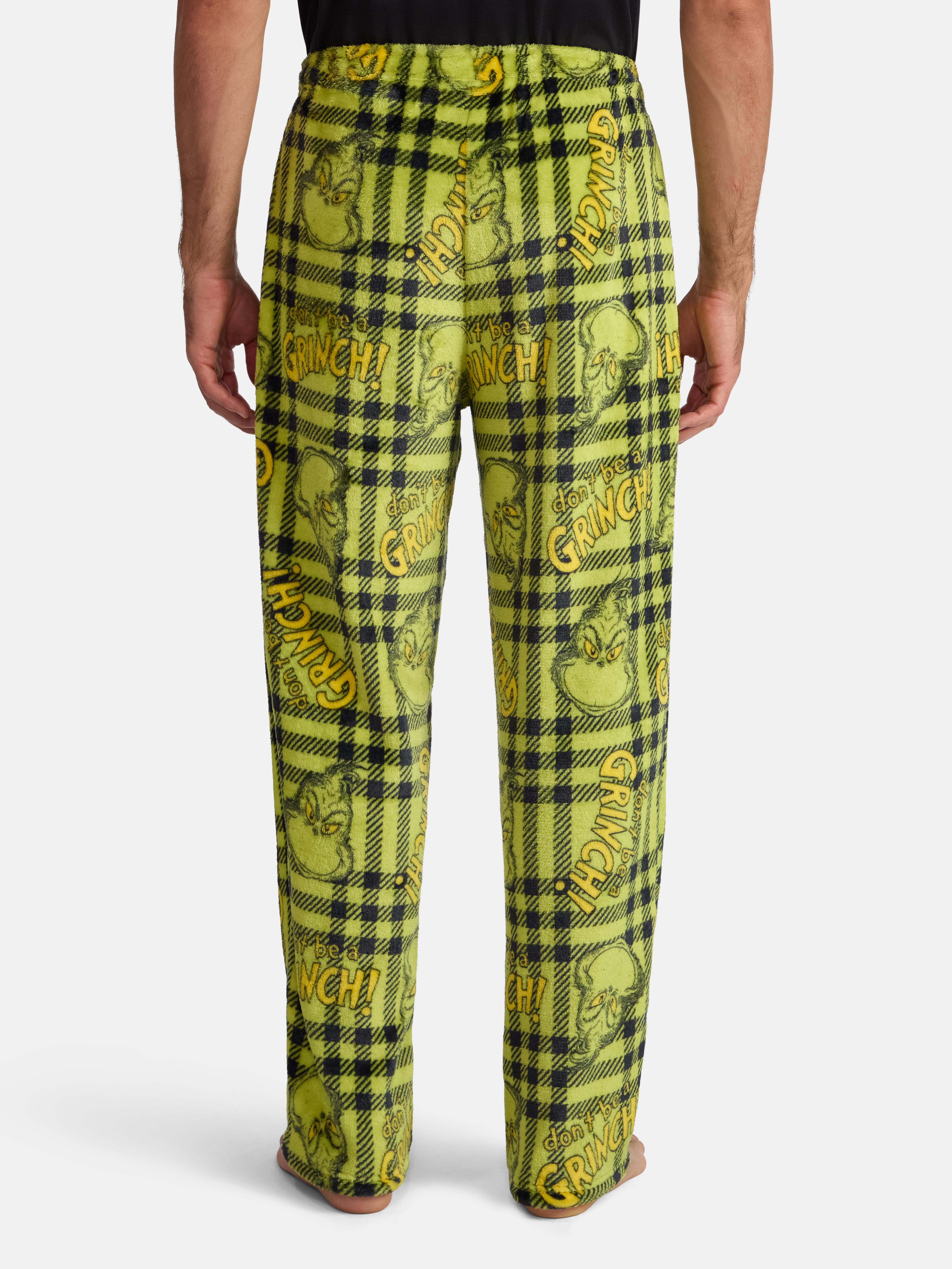 Dr. Seuss Men's Grinch Superminky Pajama Fleece Sleep Pants, Size S-XL