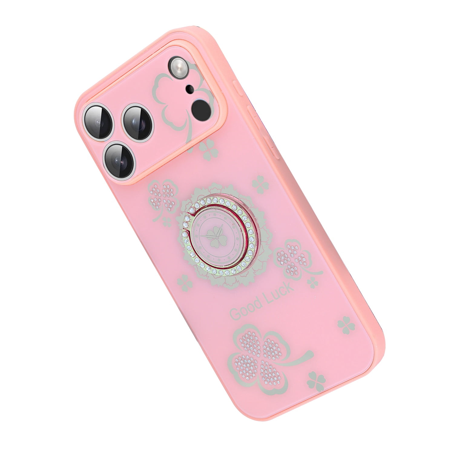 Cute Sturdy Diamond Shiny Cases with Ring for iPhone 17 Pro Max - Pink