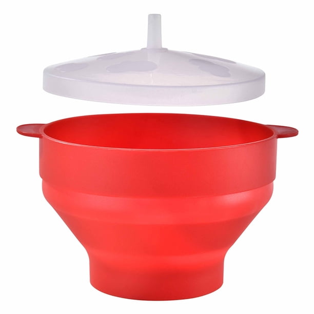 Recipiente Plegable para Horno, Redondo, Portátil, con Tapa, para Uso Doméstico, Color Rojo.