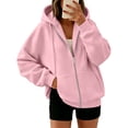 thumbnail image 3 of Oversized Zip Up Hoodie Women Casual Long Sleeve Sweatshirt Fall Winter Track Jackets, 3 of 7
