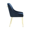 thumbnail image 4 of 23 Inch Side Chair Set of 2 Blue Fabric Sloped Arms Gold Metal Legs - Saltoro Sherpi, 4 of 5