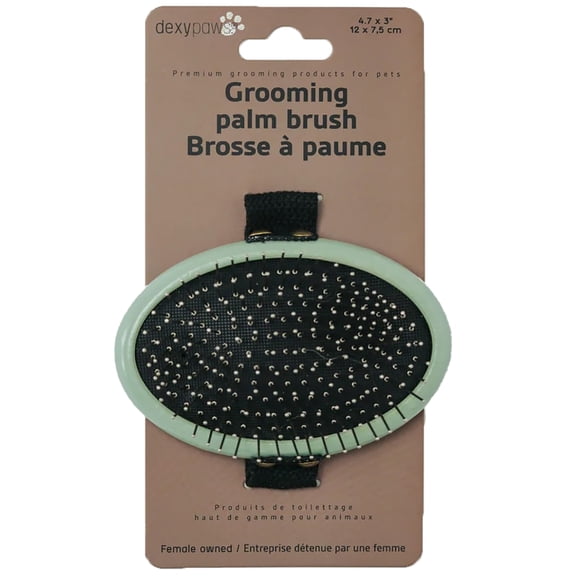 Dexypaws: Pet Grooming Palm Brush - Sage Green, Dog & Cat Grooming Tool, Wooden Handle, Stainless Steel Bristles, Remove Fur & Hair, Detangle Coat
