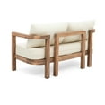 thumbnail image 3 of GDF Studio Aston Outdoor Acacia Wood Loveseat and Coffee Table with Cushions, Brown Wash, Beige, 3 of 7