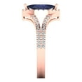 thumbnail image 3 of 1.2ct Marquise Cut Blue Sapphire 18k Pink Rose Gold Engraving Statement Bridal Wedding Halo Designer Ring Size 3.5, 3 of 5