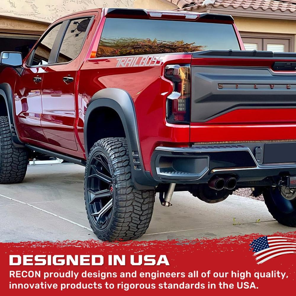 RECON - Fits 19-23 Silverado 1500 & 20-23 2500/3500 Premium OLED Tail Lights Ultra Bright Running Lights (Replaces Factory/OEM LED Tail Lights Only) Smoked Black Lens