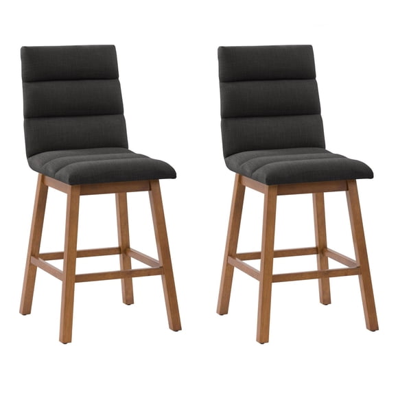 Ensemble de 2 tabourets de bar d'intérieur capitonnés Boston de CorLiving, avec cadre en bois et placage