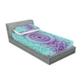 thumbnail image 2 of Ambesonne Mandala Fitted Sheet & Pillow Sham Set, Ornate Hippie, Twin, Purple Aqua, 2 of 2