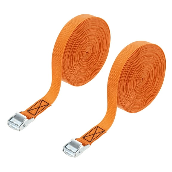 Uxcell 1" x 39 ft Lashing Straps, 2 Pcs Tie Down Strap Cam Buckle Adjustable Ratchet Straps 551 lbs for Cargo Trucks Motorcycle, Orange