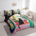 thumbnail image 3 of Manfei Kawaii Black Cat Twin Bedding Sets 7-Piece for Child Teens,Chic Floral Flower Bedding Comforter Set Microfiber,Retro Vintage Aesthetic Breathable Sheet Sets,Microfiber Bedroom Decor, 3 of 8