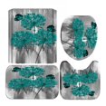 thumbnail image 1 of SweetCandy 4 Pieces Floral Blue Rose Flower with Butterfly 3D Printing Shower Curtain Sets for Bathroom  Bathroom Set Bath Decor with Bath Mat Rug 71” x71, 1 of 6