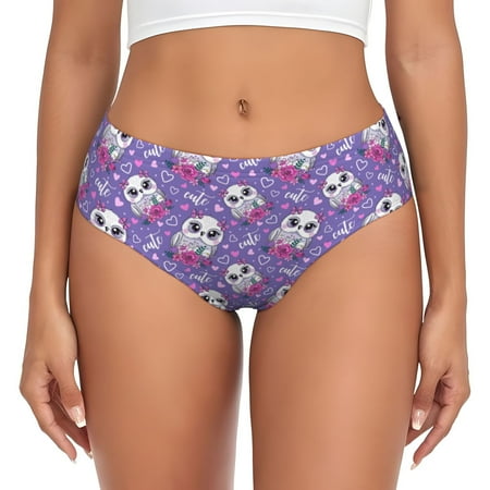 Womens Underwear - Owl And Flowers No Show Seamless Underwear for Women  Kawaii Soft Stretch Women s Panties  Hipster Ladies Panties Bikini Underwear Briefs
