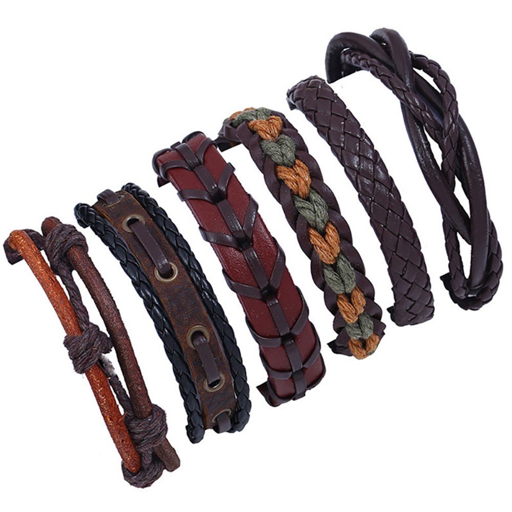 Haswue Braided Bracelet Vintage Hand-woven Multi-layer Leather Bracelet Jewelry - image 3 of 6