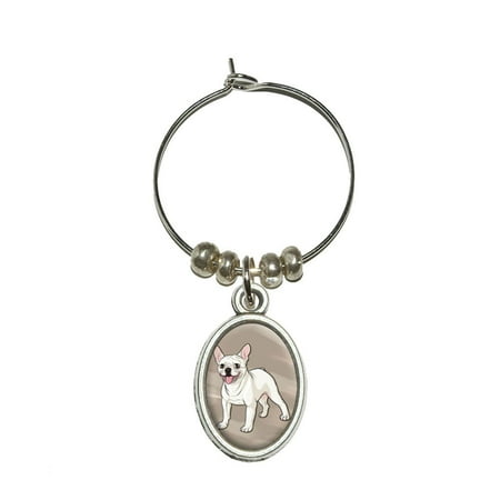 - French Bulldog - Pet Dog Oval Wine Glass Charm