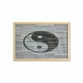 thumbnail image 1 of Ying Yang Wall Art with Frame, Minimalistic Traditional Ying Yang Rustic Wooden Floor Effect Modern Style, Printed Fabric Poster for Bathroom Living Room, 35" x 23", Black Grey, by Ambesonne, 1 of 2