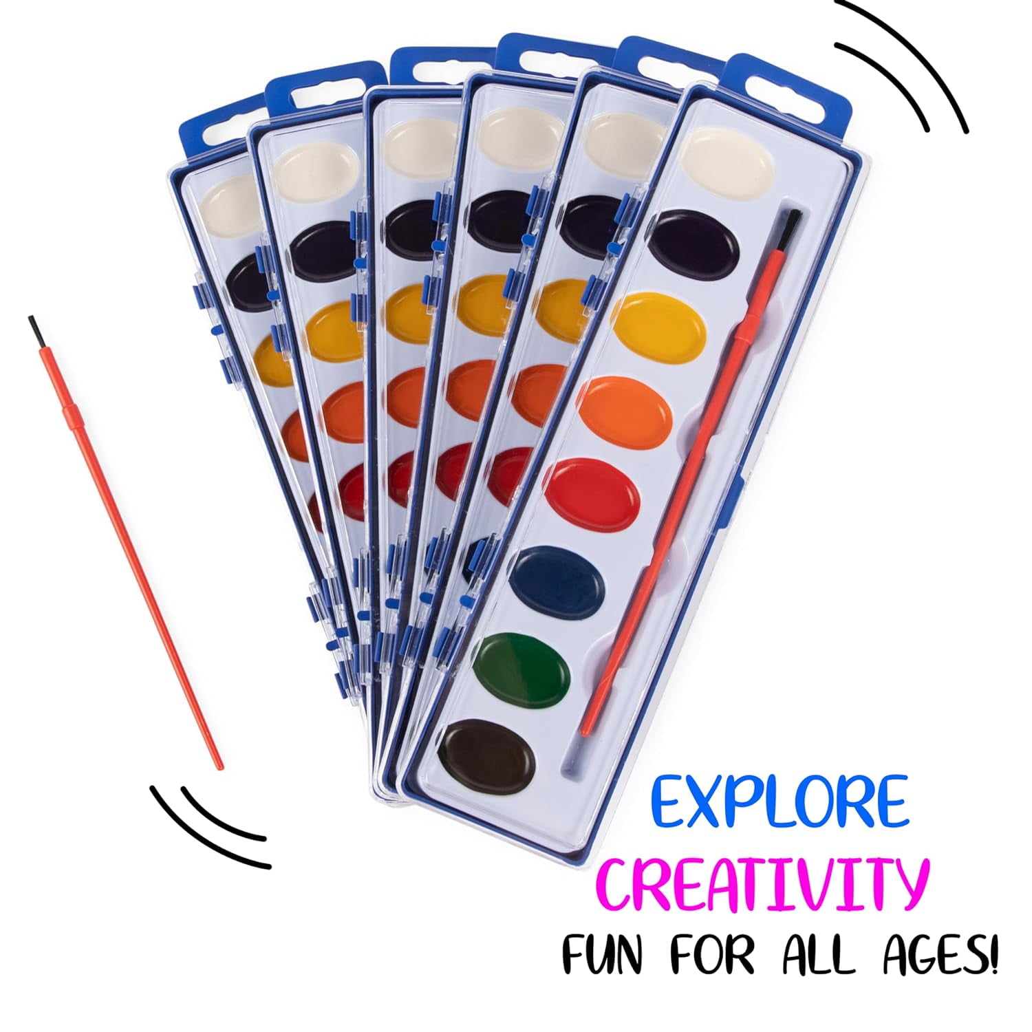 Neliblu Watercolor Paint Set 24 Count (Pack of 1) - 8 Colors & Paintbrushes