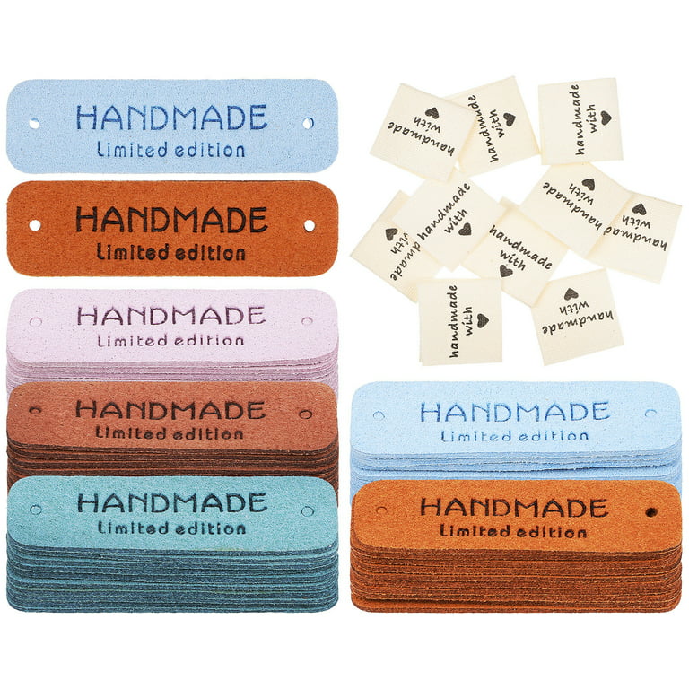 60 Pcs Personalized Sewing Labels Leather and Cloth Labels Handmade  Embossed Tags Embellishment Diy Accessories for Clothes Bags Shoes Hats