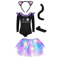 thumbnail image 4 of Pandaie Little Girls Tulle Cat Halloween Costume Dress Set 4T 5T 6T 7T with Headband and Tights for Halloween Pretend Play Black,7-9 Years, 4 of 5