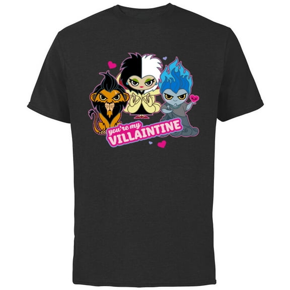 Disney Villains Scar Hades Cruella You’re My Villaintine - Short Sleeve Cotton T-Shirt for Adults - Customized-Black