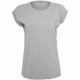 thumbnail image 1 of Build Your Brand - Camiseta de manga corta de hombro caído para mujer (Gris Jaspeado), 1 of 1
