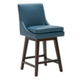 thumbnail image 2 of CHITA 26 inch Upholstered Swivel Faux Leather Counter Bar Stools with Back & Wood Legs Set of 2, Dark Blue, 2 of 9