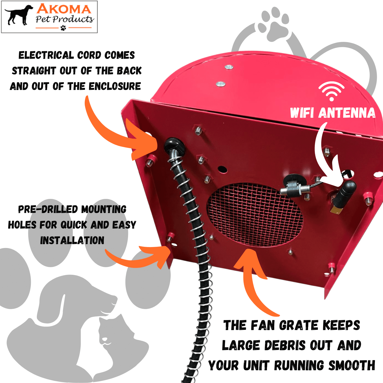Akoma Hound Heater Dog House Heater, Outdoor Pet Furnace 400w - for Most Dog Houses (400W - WiFi - Camera)