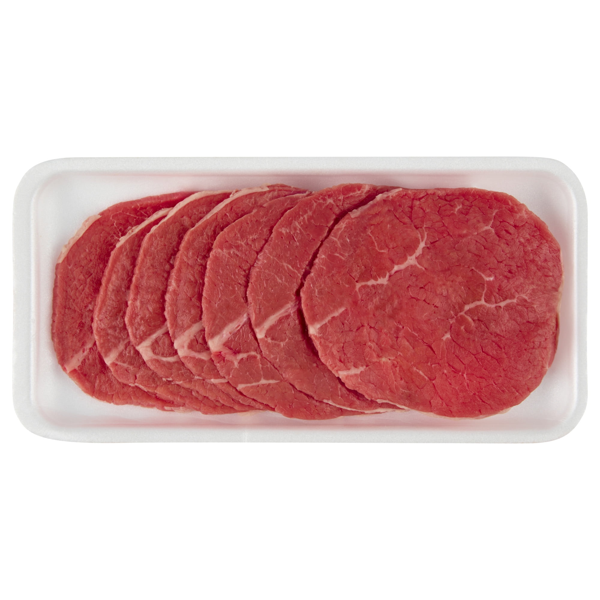 Thin Sliced Eye of Round Beef Steak, 7- 8 per Tray, Fresh, 0.56 - 1.75 lb