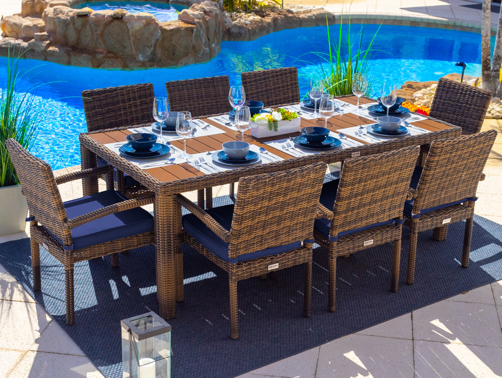 Tuscany 9Piece Resin Wicker Outdoor Patio Furniture Rectangular Dining