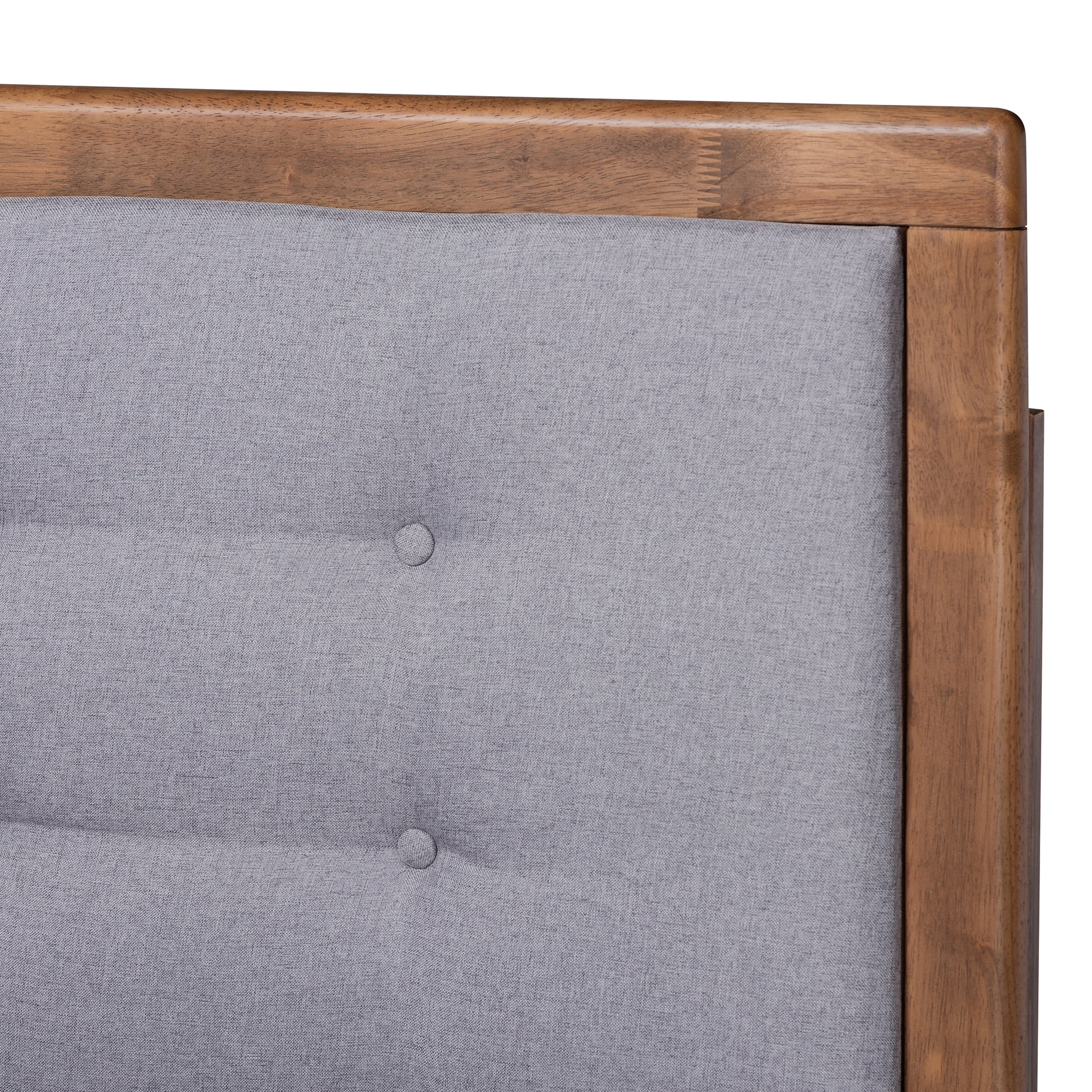Baxton Studio Livinia Modern Transitional Light Grey Fabric Upholstered and Ash Walnut Brown Finished Wood Queen Size Platform Bed