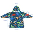 thumbnail image 7 of DarkBlue Dinosaurs Pattern Blanket Hoodies for Kids 6-13YR Oversize Wearable Blanket Hoodies for Boys Girls Teens, 7 of 7