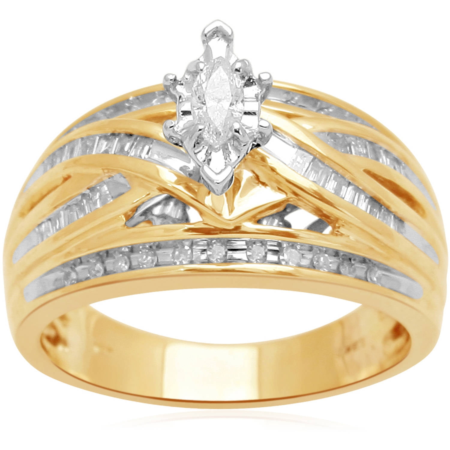 1 2 Carat T.W. Diamond 14kt Yellow Gold Bridal Ring by Generic