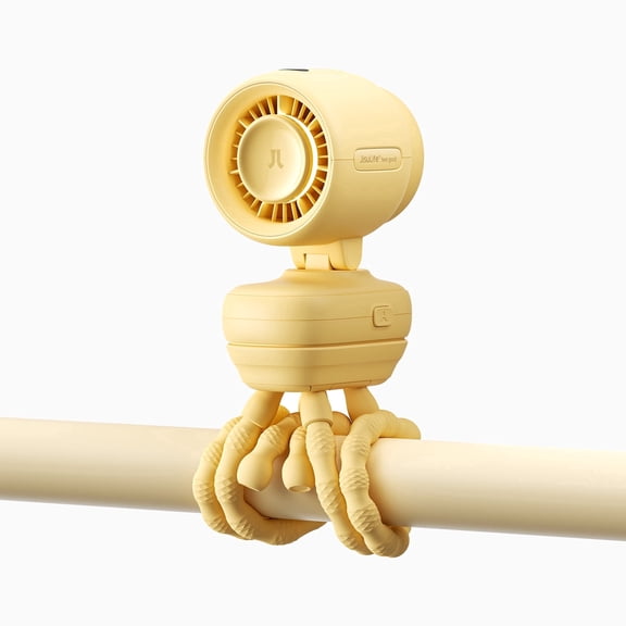 JISULIFE 2026 Stroller Fan – Small & Portable with 38H Longest Battery Life, LED Display, Detachable Stand, USB Rechargeable Cooling Fan for Stroller, Travel, Desk (Yellow)